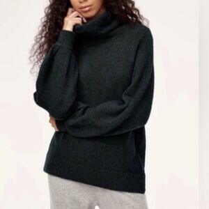The Group Babaton Sweater Women's Small Green Turtleneck Long Sleeve Cozy Fall